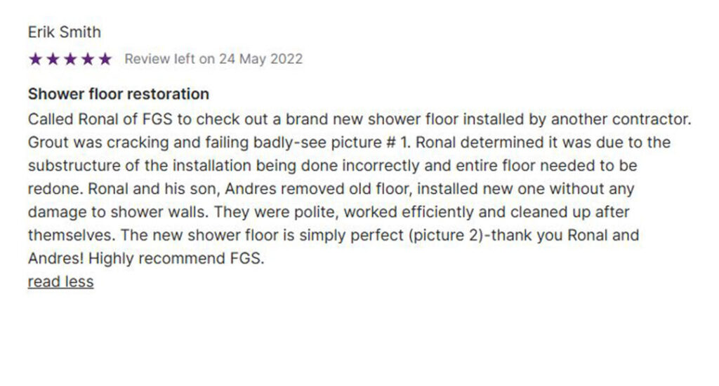 "5-star review from Erik Smith on May 24, 2022 for FGS Tile