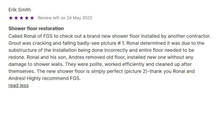 "5-star review from Erik Smith on May 24, 2022 for FGS Tile